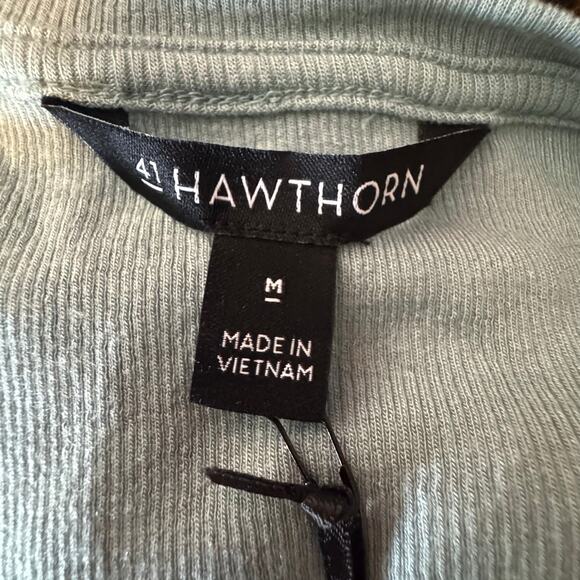 41 Hawthorn Blaise Dress Size Medium NWT Sage Green Ribbed Knit Faux Wrap - Picture 7 of 9